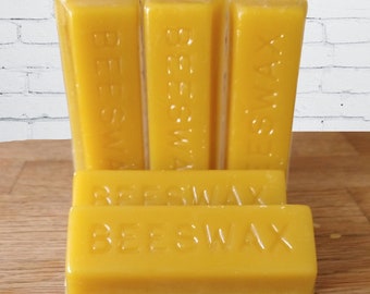 Beeswax  5 - 1 Ounce Bars - Pure and Raw Triple Filtered  Beeswax - Cosmetics - Lip Balm - Polishing - Crafting - Leather Sewing