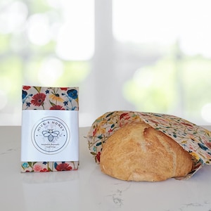 Extra Large Reusable Bread Bag - Beeswax Food Storage Bag - XL Baker Bag - Beeswax Wrap - Sourdough Bread - Bakers Gift - Summer Meadow