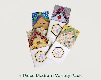 Beeswax Wrap Variety Pack - 10" x 10" Wraps - Reusable Food Wrap - Mixed Patterns -  Beeswax Wrappers - Food Storage - Eco Gift