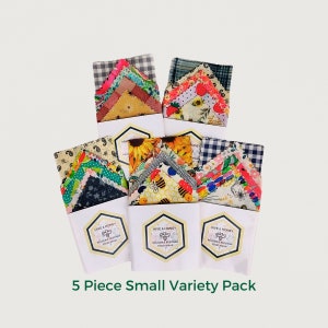 5 Piece Beeswax Wrap Starter Pack -  8&quot; x 8&quot; Wraps - Reusable Food Wrap - Eco Friendly Gift - Organic Wax Wraps  -  Reusable Kitchen Storage