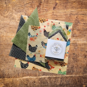 Beeswax Wrap Starter Pack - Reusable Food Wrap Set - Eco Friendly Gift -  Plastic Free Snack Bag - Chick Mix - Kitchen Gift