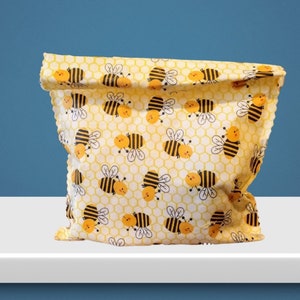 Beeswax Wrapper Set Reusable Storage Bags Beeswax Food Wraps Happy Honeybee 3 and 4 Piece Sets Compostable Eco Friendly Gift image 3