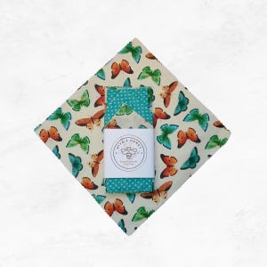 Beeswax Wrap Starter Pack - Reusable Food Wrap Set - Eco Friendly Gift -  Plastic Free - Compostable - Food Saver - Butterfly - Polka dots