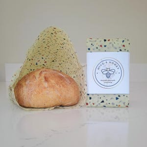 Reusable Bread Bag - Beeswax Food Storage - XL Bag - Beeswax Wrap - Sourdough Bread - Kitchen Tool - Gift for baker - Scattered Pieces