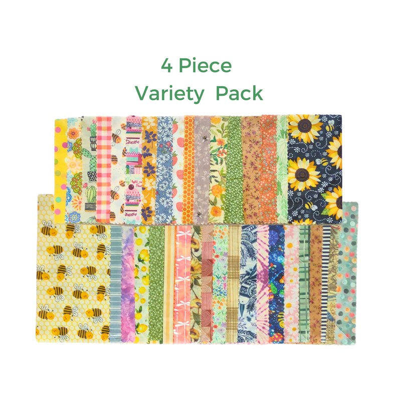 Beeswax Wrap Variety Pack - 10" x 10" Wraps - Reusable Food Wrap - Mixed Patterns - Beeswax Wrappers - Food Storage - Eco Gift image 2