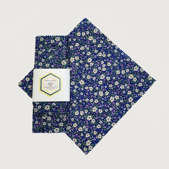 Purple and Cream Floral - Beeswax Wrap Set