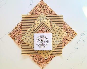 Beeswax Wrapper Set - Reusable Storage Bags - Beeswax Food Wraps - Gift under 25 - Compostable - Eco Friendly Gift -  Prairie Kitchen