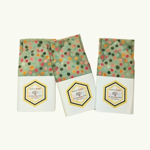 Beeswax Wraps - 4 Piece Starter Set - Reusable Food Wrap - Eco Gift - Organic Wax Wraps -  Reusable Snack Bag - Mermaid Rain