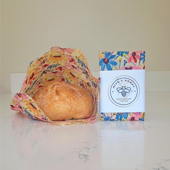 Coneflowers -  XL Beeswax Food Storage Bag - Bread Storage - Sourdough