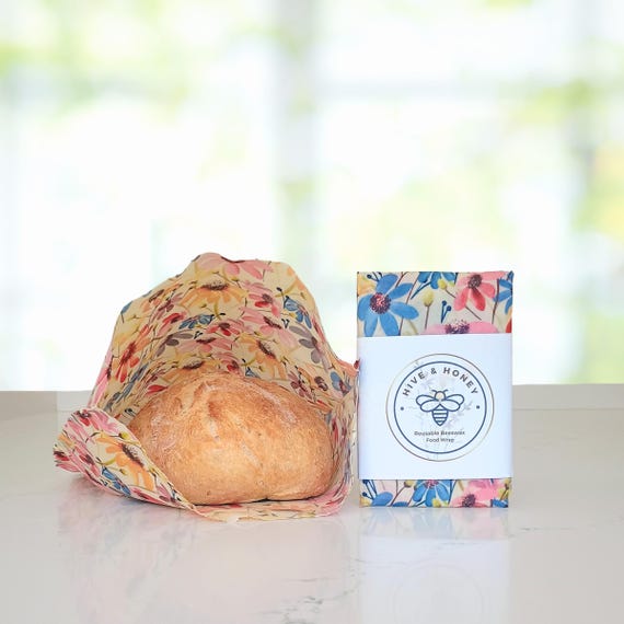 Coneflowers -  XL Beeswax Food Storage Bag - Bread Storage - Sourdough