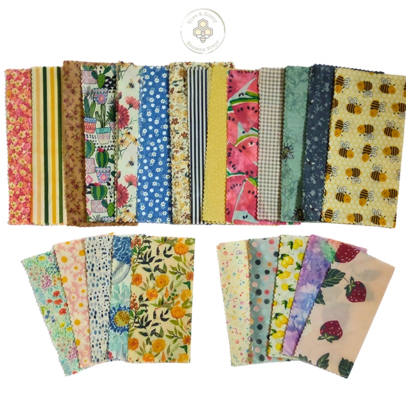 5 Piece Beeswax Wrap Starter Pack 8 x 8 Wraps Reusable Food Wrap Eco Friendly Gift Organic Wax Wraps Reusable Kitchen Storage image 9