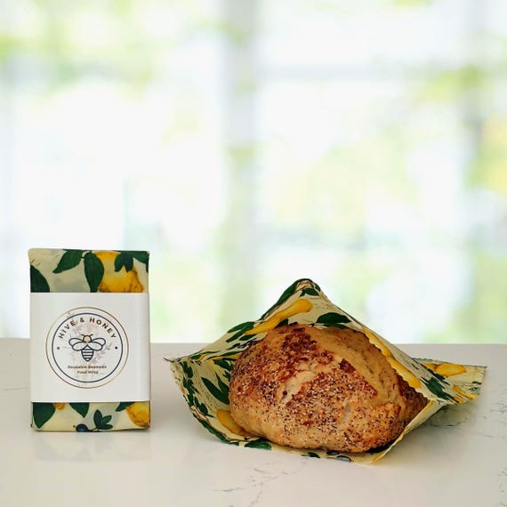 Lemon Blueberry -  XL Beeswax Food Storage Bag - Bread Storage - Sourdough