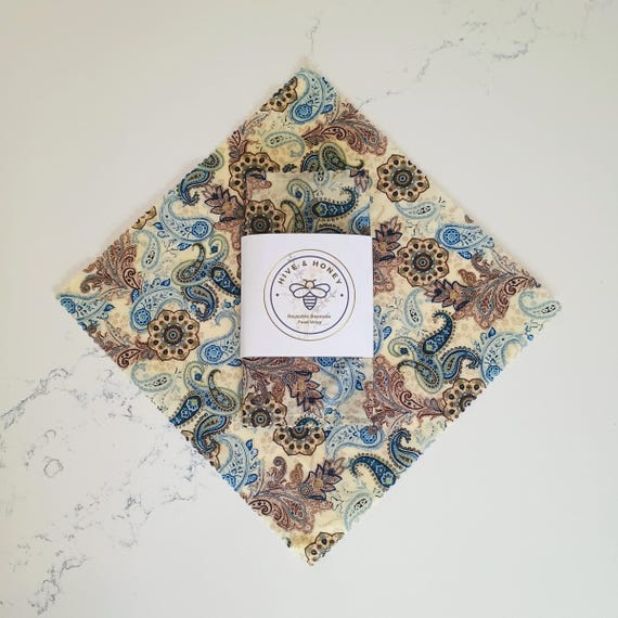 2 Piece Set Beeswax Food Storage - Pretty Paisley