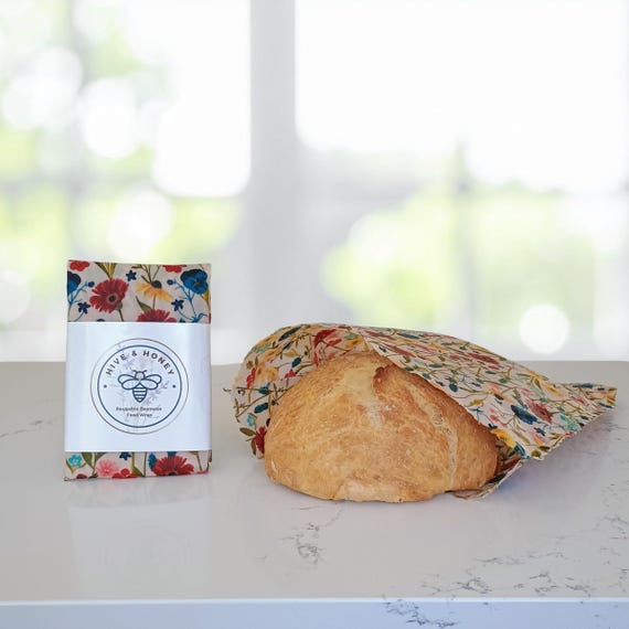 Summer Meadow -  XL Beeswax Food Storage Bag - Bread Storage - Sourdough