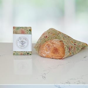 Sourdough Bread Storage - Reusable Kitchen Bags - Beeswax  Food Wraps - Compostable - Eco Friendly Gift - Vintage Blooms