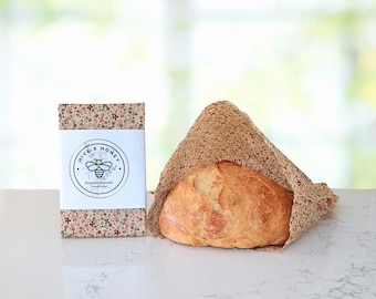 Extra Large Reusable Bread Bag - Beeswax Food Storage Bag - XL Baker Bag - Beeswax Wrap - Sourdough Bread - Bakers Gift - Prairie Petals