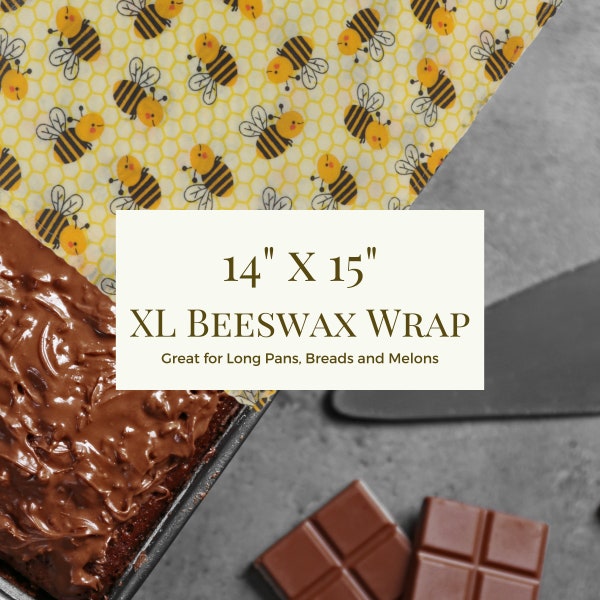 Reusable  14" x 15" Beeswax Food Wrap -  Beeswax Wrap for Covering Bread - Casserole,  Large Pans and Bowl Cover -  Extra Large Wax Wrap