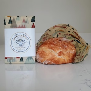Extra Large Reusable Bread Bag - Beeswax Food Storage Bag - XL Baker Bag - Beeswax Wrap - Sourdough Bread - Bakers Gift - Mountain Magic