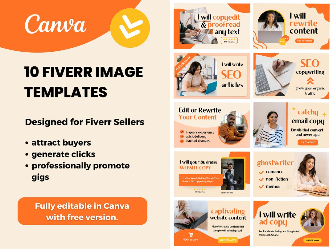 10 Fiverr Gig Image Templates to Edit in Canva, Boost Fiverr Sales ...