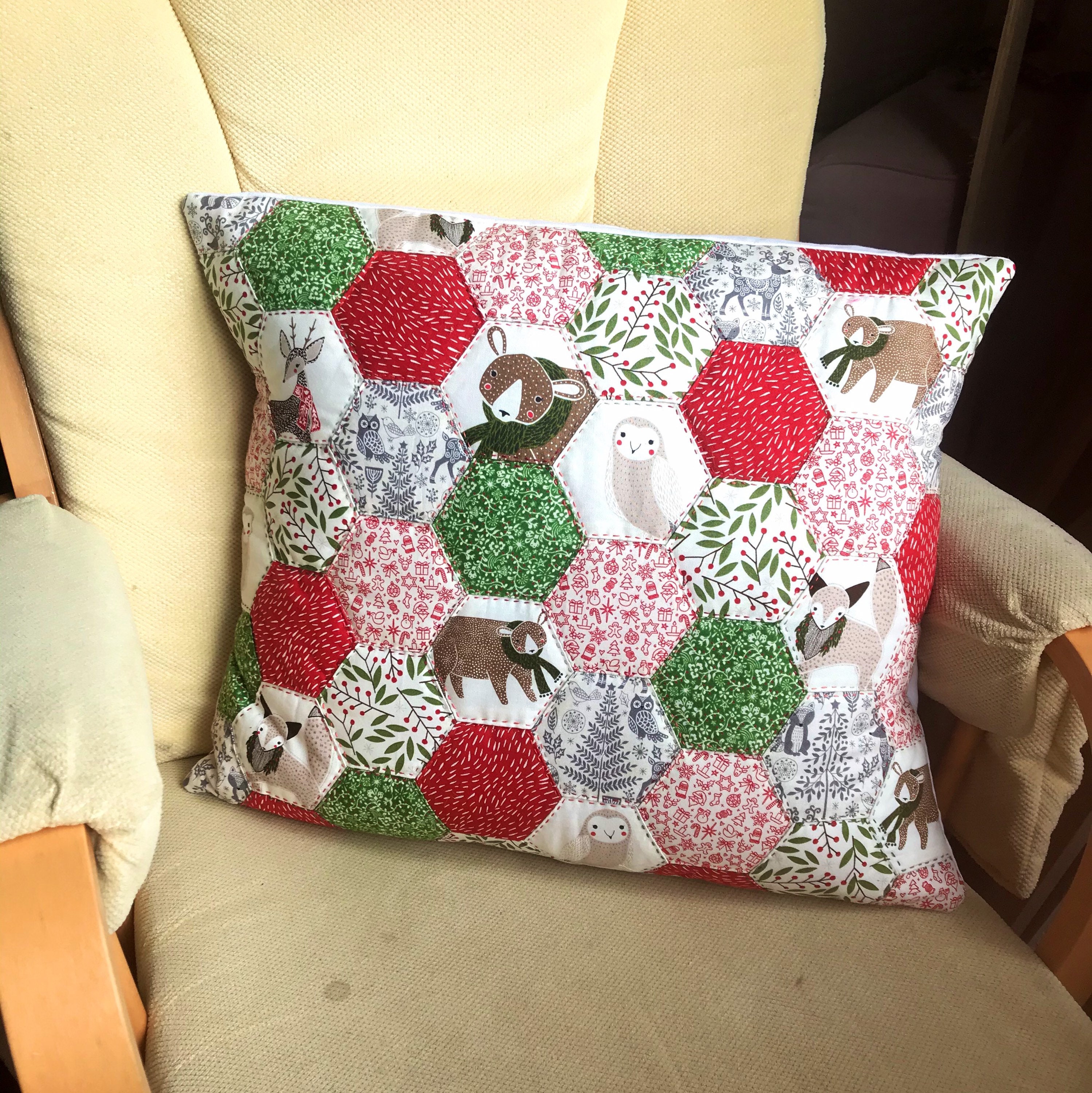 Christmas gift Patchwork cushion handmade rustic country Etsy