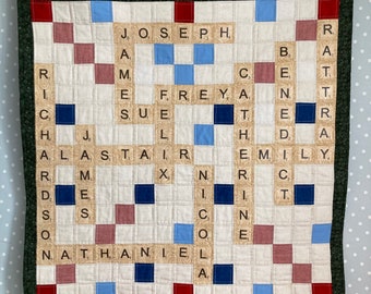 unique for  scrabble lover mom, Christmas gift, personalised  wall hanging or cushion.