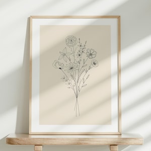 Custom Birth Flower Tattoo Bouquet, Family Birth Month Tattoo Up to 8 Flowers, Flower Bouquet Print Wildflower Tattoo Digital Download