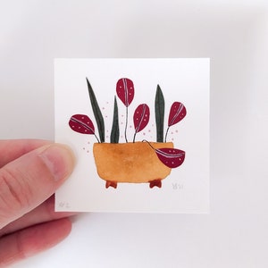 Tiny painting paper cut art, miniature painting original hand cut paper, miniature paper art, watercolor paper recycle tiny wall decor image 1