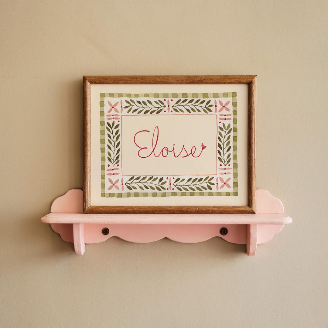 Personalized Name Nursery Print, Custom Botanical Watercolor Wall Art ...