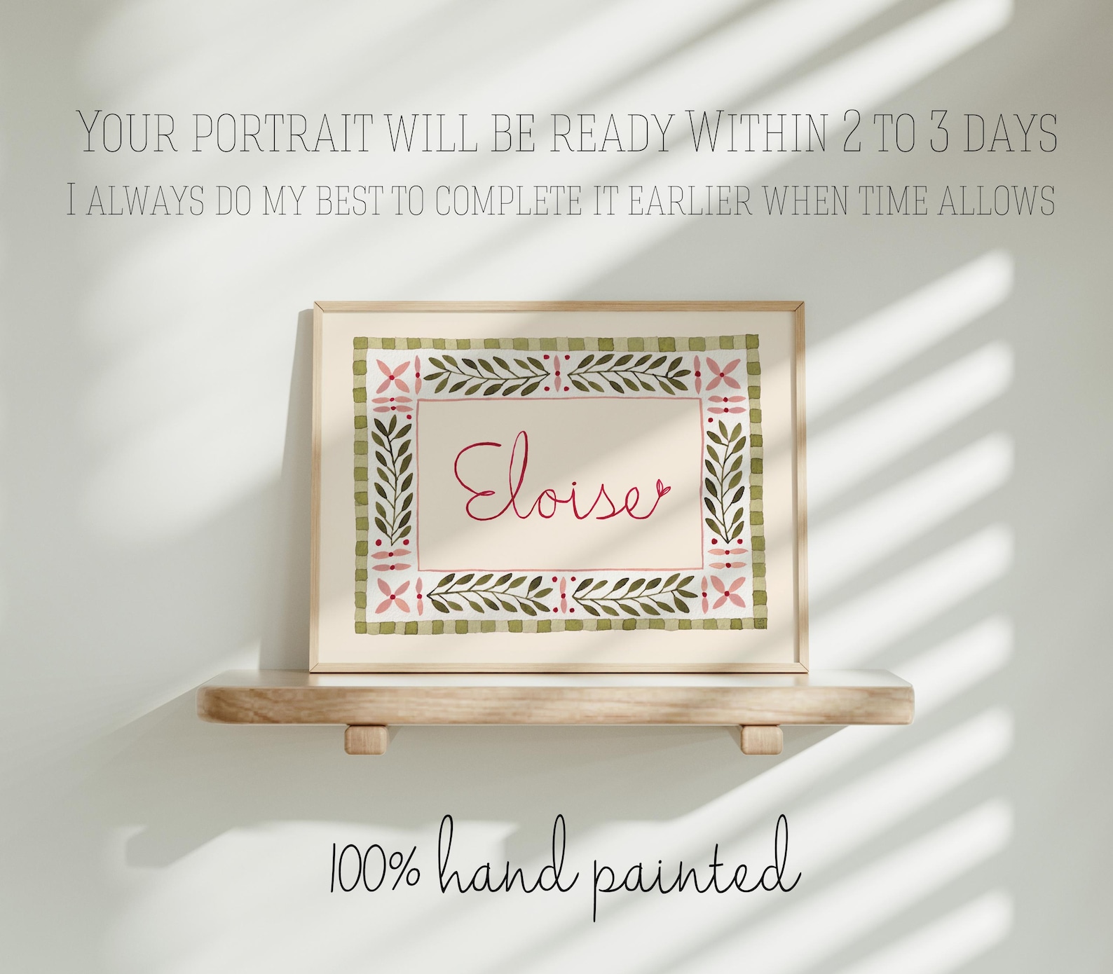 Personalized Name Nursery Print, Custom Botanical Watercolor Wall Art ...