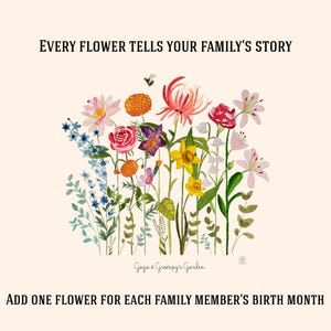 Personalized Watercolor Birth Flower Print, Birth Flower Family Bouquet, Birthday Gift, Minimalist Home Decor, Custom gift Wall Art image 3