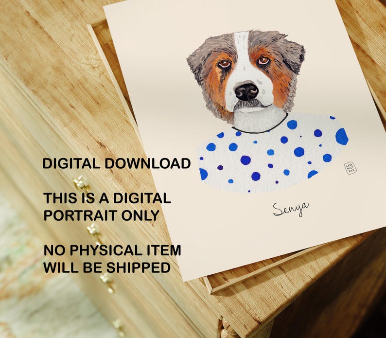 Custom Hand Painted Watercolor Portrait Digital Pet Memorial Artwork Unique Animal Illustration Professional Artist Creation Perfect Gift Choice Pet Memory Keepsake Beautiful Wall Display Custom Made Art Piece Special