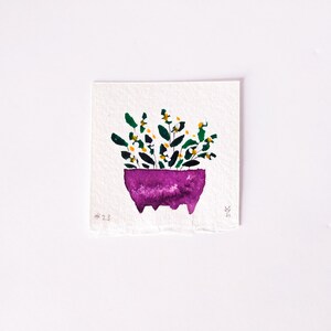 Miniature Jasmine Watercolor Painting for Dollhouse Flowerpot Decor image 2