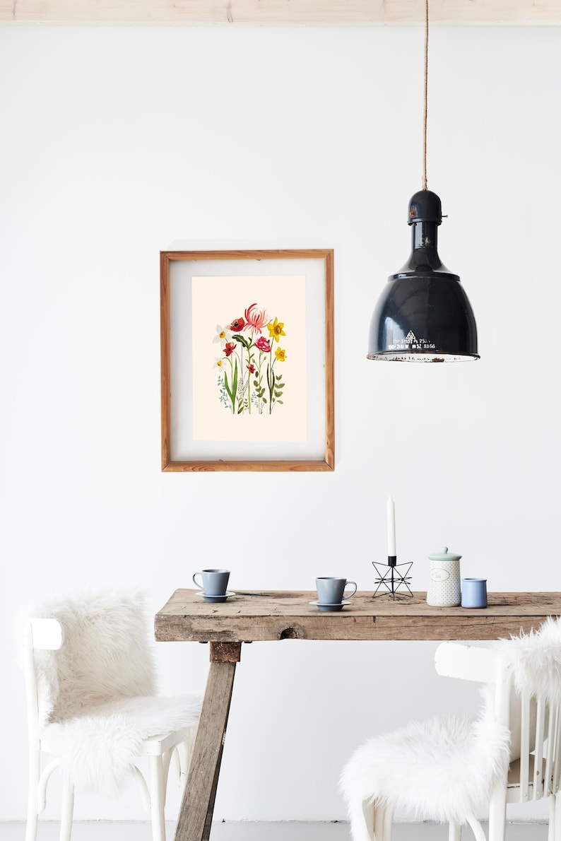 Personalized Watercolor Birth Flower Print, Birth Flower Family Bouquet, Birthday Gift, Minimalist Home Decor, Custom gift Wall Art image 20