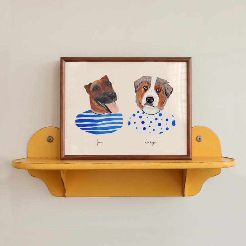 Custom Hand Painted Watercolor Portrait Pet Digital Download Animal Artwork Illustration Professional Artist Creation Beautiful Memory Gift Perfect Wall Display Special Present Collection Custom Made Art Piece Keepsake