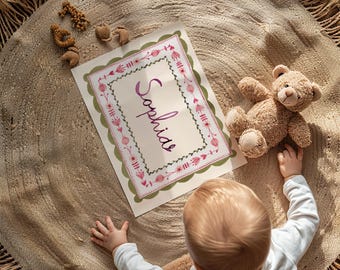 Custom Baby Crest Nursery Art, Personalized Nursery Name Sign