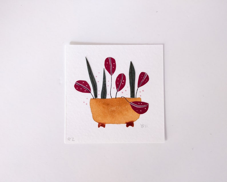 Tiny painting paper cut art, miniature painting original hand cut paper, miniature paper art, watercolor paper recycle tiny wall decor image 3