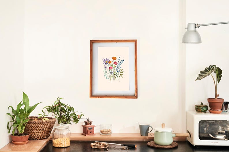 Personalized Watercolor Birth Flower Print, Birth Flower Family Bouquet, Birthday Gift, Minimalist Home Decor, Custom gift Wall Art image 18