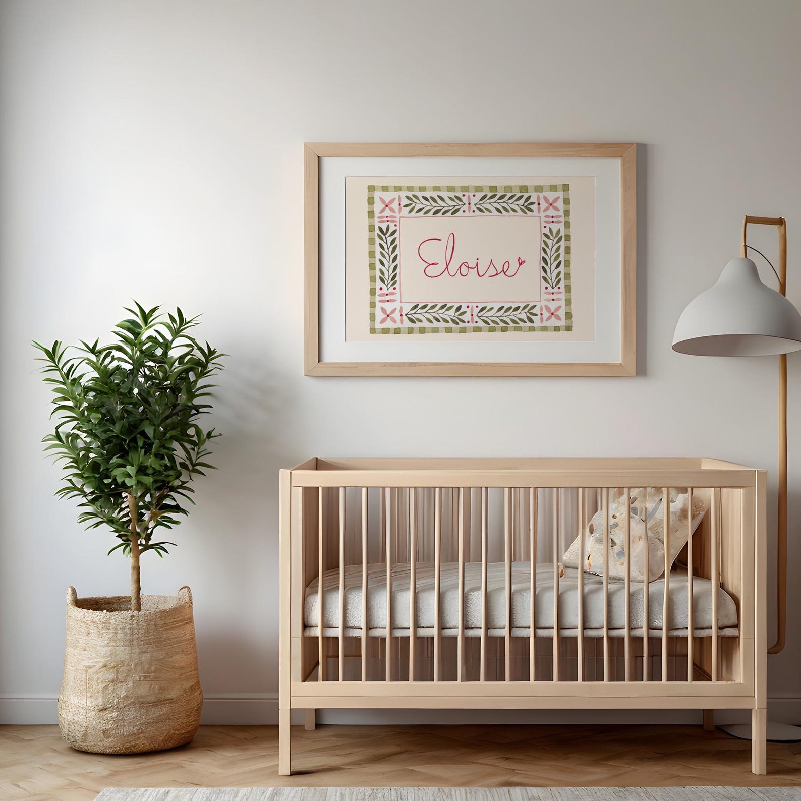 Personalized Name Nursery Print, Custom Botanical Watercolor Wall Art ...