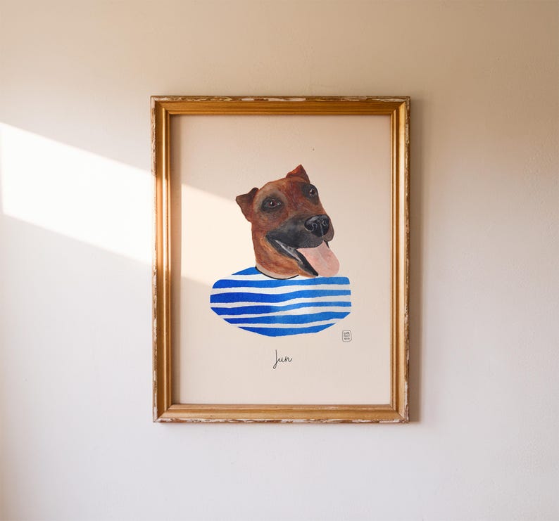 Custom Hand Painted Watercolor Portrait Digital Download Pet Memory Artwork Illustration Design Professional Artist Creation Beautiful Wall Display Perfect Memorial Gift Unique Pet Art Collection Special Present Custom Made