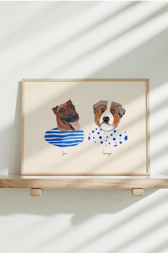 Custom Dog Portrait Memorial Gift For Pet Artwork Digital Wall Decor Animal Print Custom hand painted Cat Pet Memorial Art Piece Custom Hand