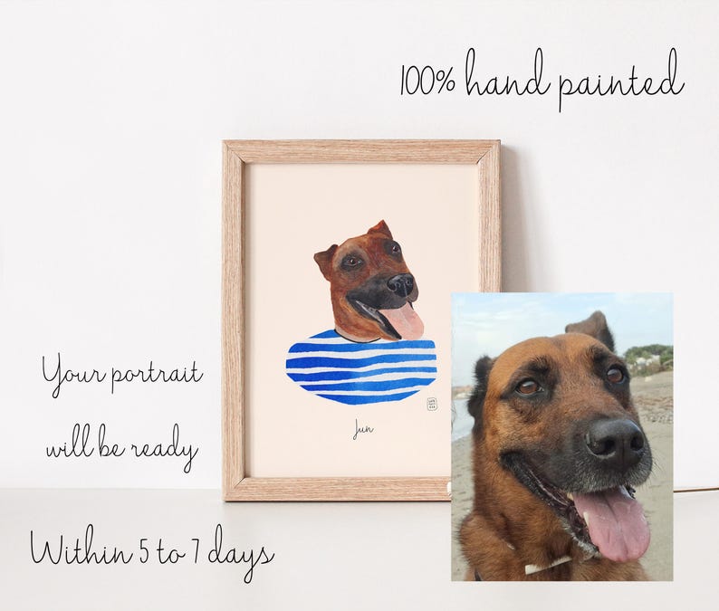 Personalized Pet Artwork Custom Hand Painted Watercolor Portrait Digital Design Illustration Perfect Memorial Gift Unique Animal Art Display Professional Artist Creation Beautiful Wall Art Pet Memory Keepsake Special Present