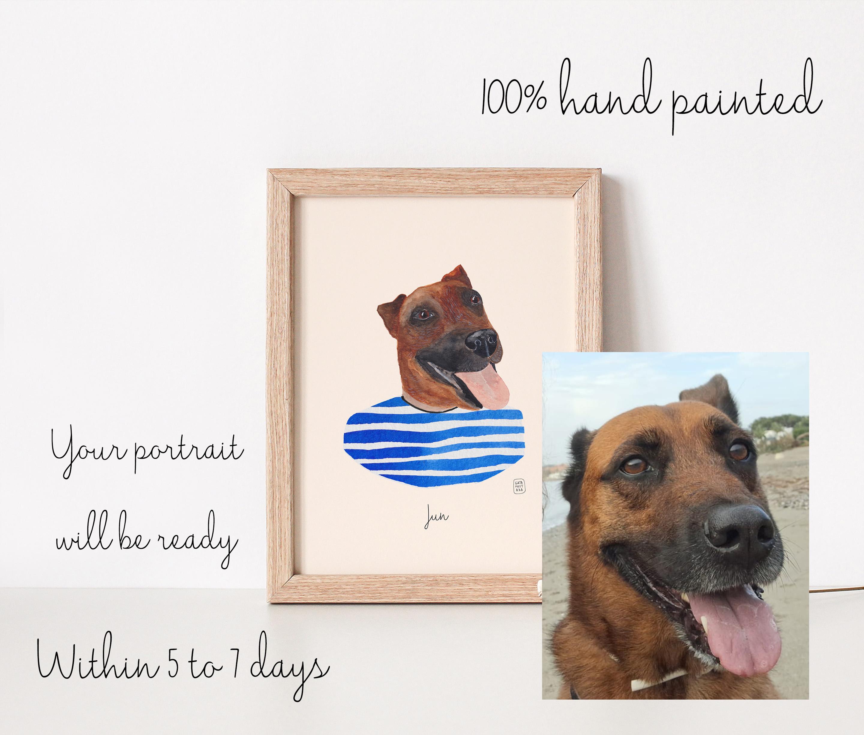 Custom Dog Portrait Memorial Gift for Pet Artwork Digital Wall Decor ...