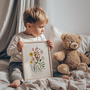 Personalized Watercolor Birth Flower Print, Birth Flower Family Bouquet, Birthday Gift, Minimalist Home Decor, Custom gift Wall Art image 13