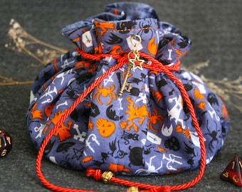Spooky dice bag with 8 pockets | Collapsable | Hard centre for rolling dice