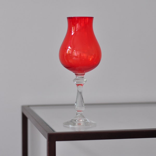 Vintage Weinglas aus rotem Muranoglas unikat/ Vintage wineglass murano red