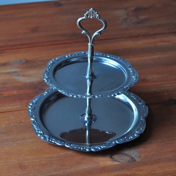 Vintage stainless steel Etagere from 1950, Made in Germany, for jewellery or food, gift idea