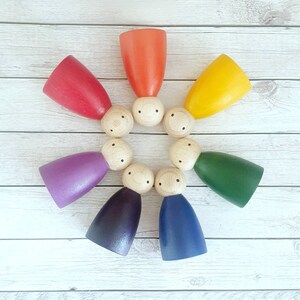 Rainbow peg dolls, wooden play figures, early years toys for small world play