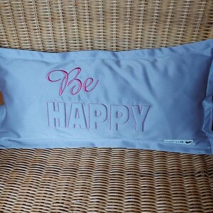 Almohada decoración almohada --pequeña-- Sé FELIZ.. con relleno - Tecnología 3D --Almohada temática de bordado -- Almohada para el cuello