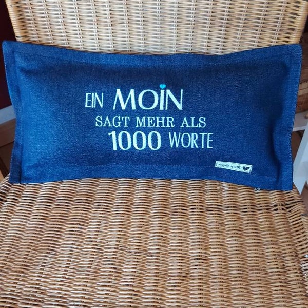 Pillow decoration pillow --small--neck pillow... Moin - proverb cushion --a Moin says more than 1000 words .. with filling -- Theme cushion