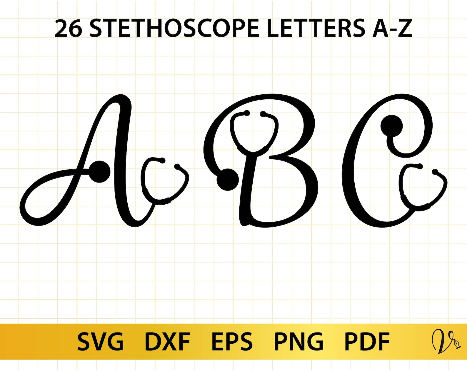 Stethoscope alphabet svg files for cricut Medical font svg Etsy